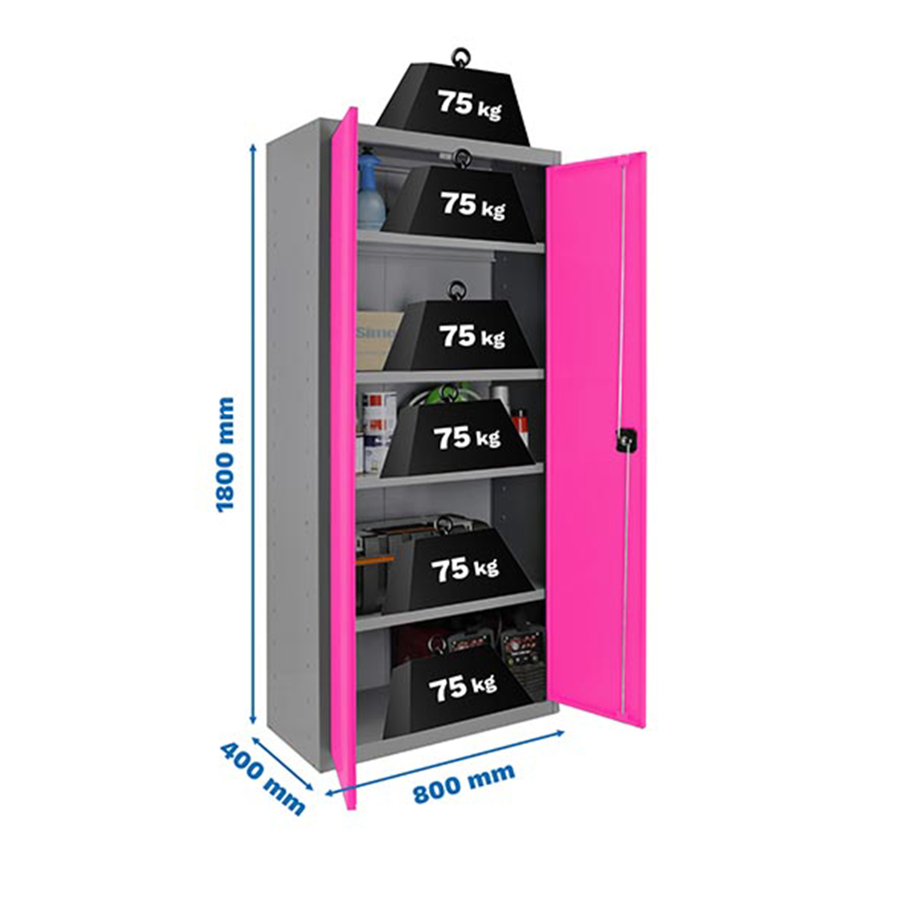 Vestiaire métallique monté 1800x800x400 - 4 niveaux Gris/Rose - SIMON RACK - 8425437069833
