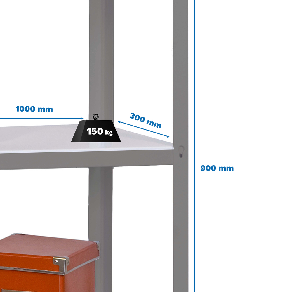 Rayonnage intérieur 900x1000x300 - 3 niveaux Gris/Blanc - SIMON RACK - 8425437069963