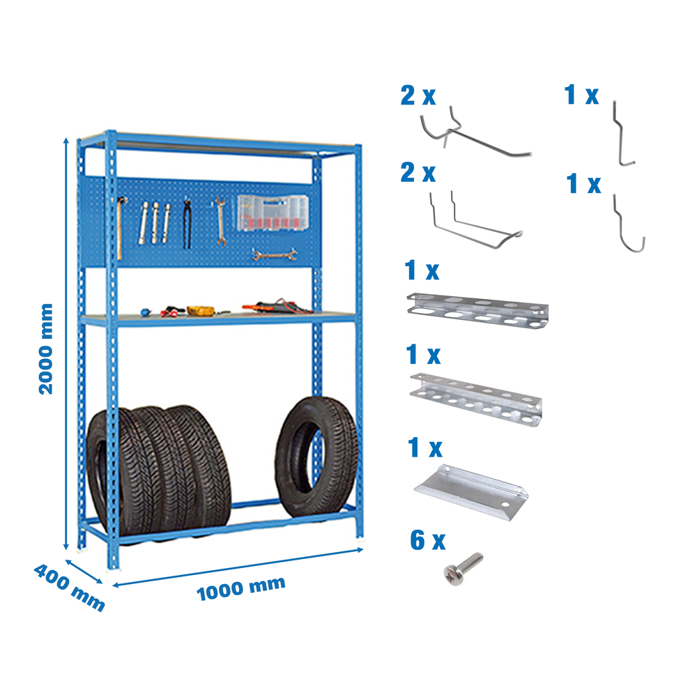 Rayonnage pour garage auto - 2000x1000x400 - Bleu - SIMON RACK - 8425437072277