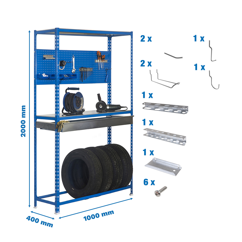 Rayonnage pour garage auto - 2000x1000x400 - Bleu - SIMON RACK - 8425437072338