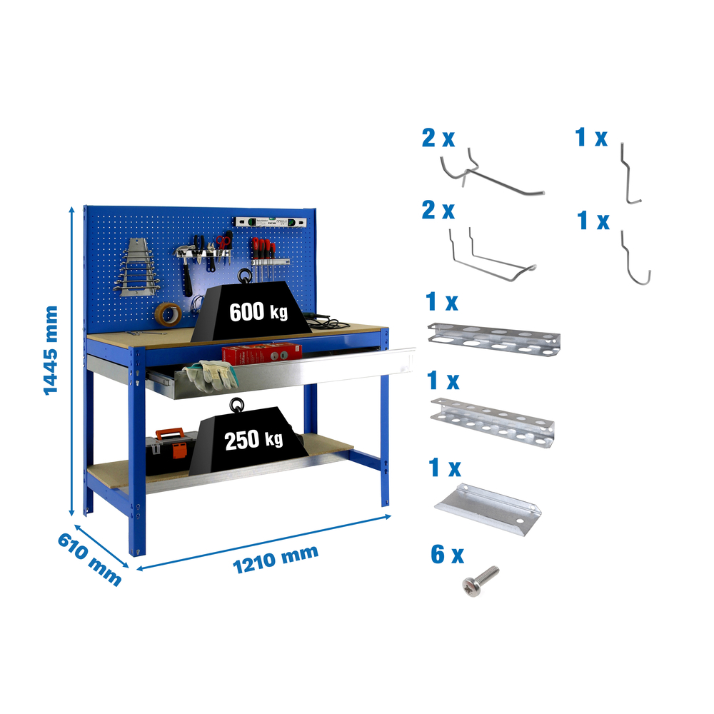 Kit établi Bricolage - 1445x1210x610 - Bleu - SIMON RACK - 8425437072512
