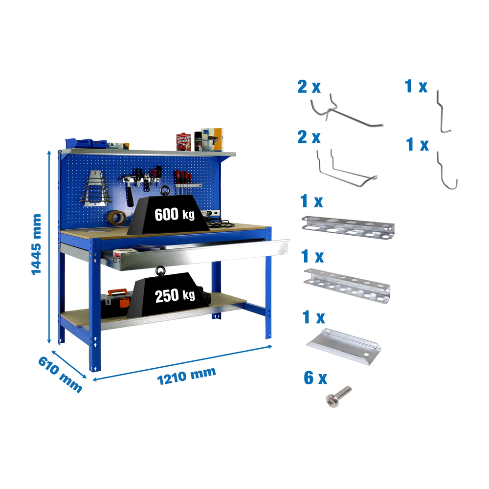 Kit établi Bricolage - 1445x1210x610 - Bleu - SIMON RACK - 8425437072710