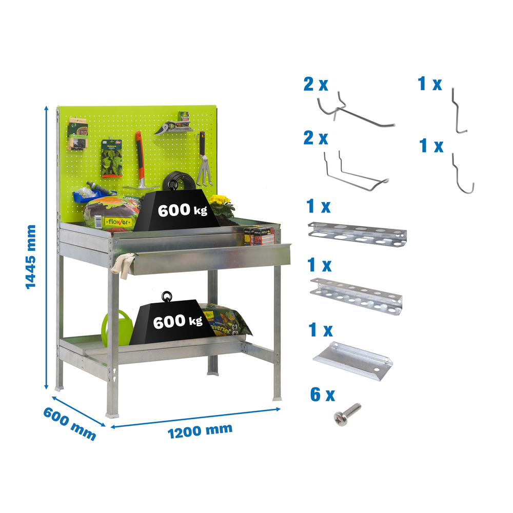 Table de jardin - 1445x1200x600 - Vert - SIMON RACK - 8425437072840