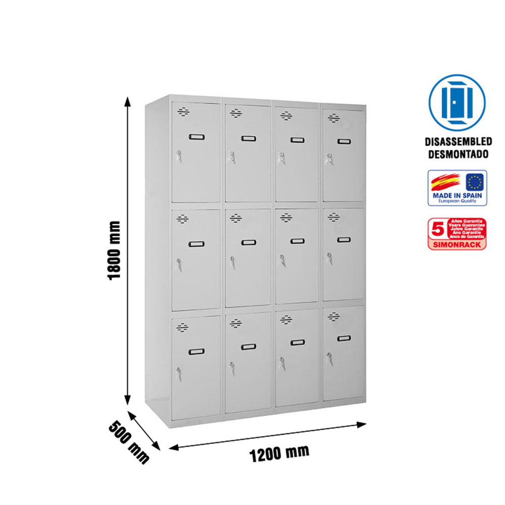 Vestiaire métallique 1800x1200x500 - Gris - SIMON RACK - 8425437072970