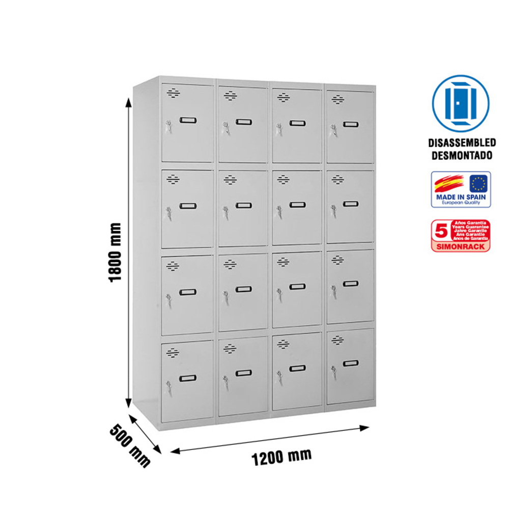 Vestiaire métallique 1800x1200x500 - Gris - SIMON RACK - 8425437073007