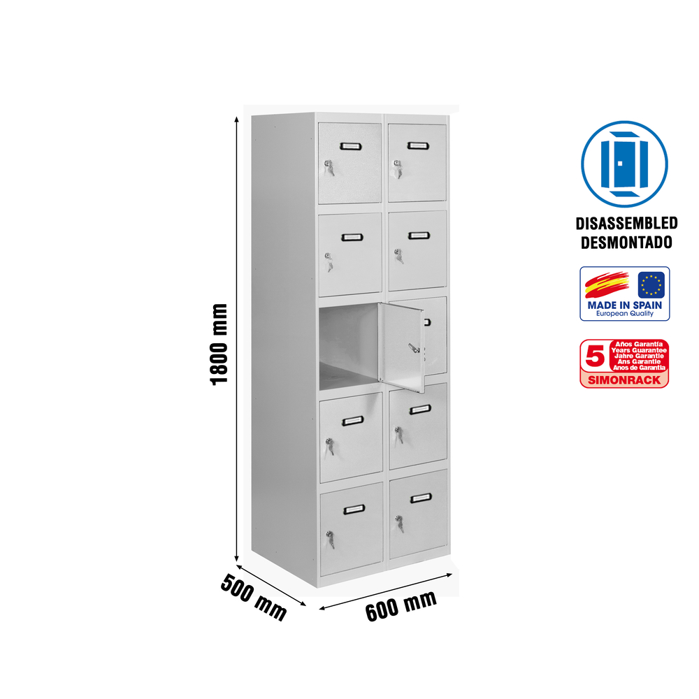 Vestiaire métallique 1800x600x500 - Gris - SIMON RACK - 8425437073014