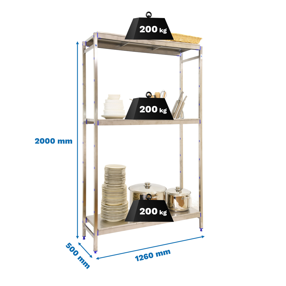 Rayonnage mobile bois-métal léger sans vis 2000x1260x500 - 3 niveaux - SIMON RACK - 8425437073502