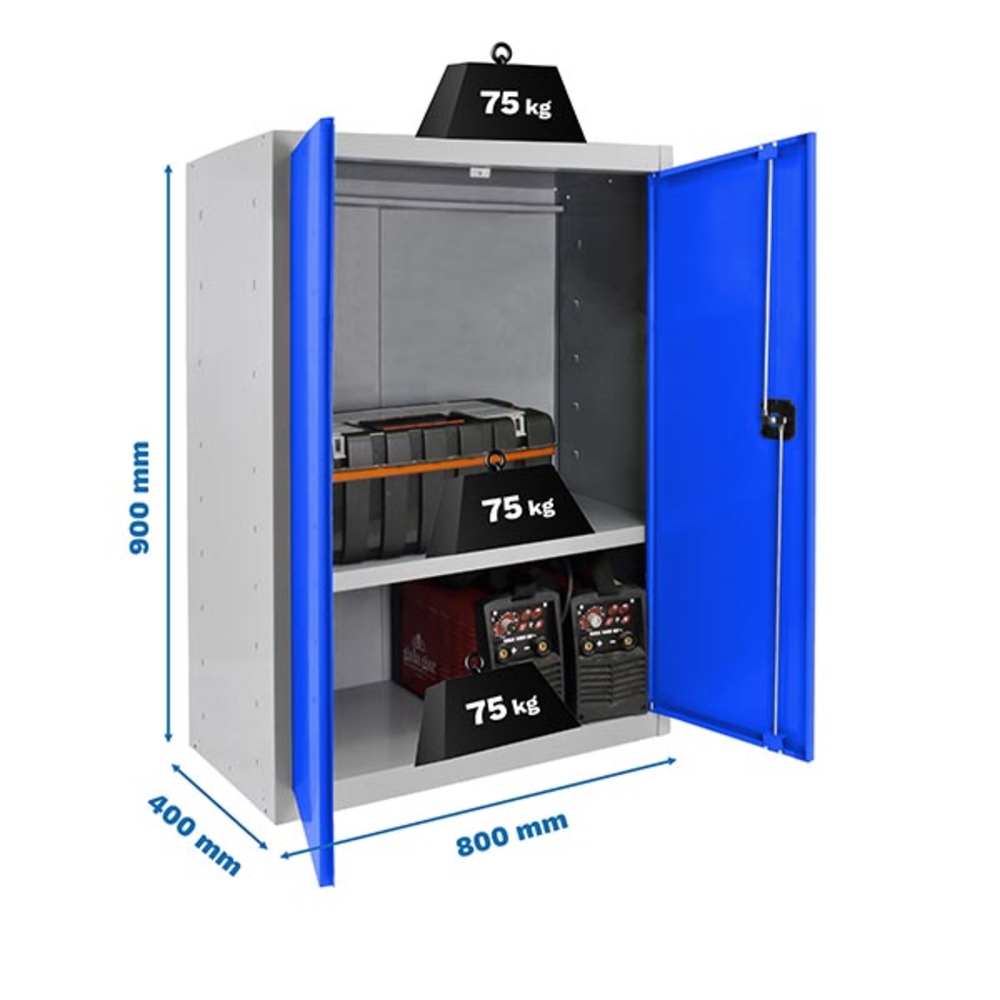 Vestiaire métallique monté 900x800x400 - 1 niveau Gris/Bleu - SIMON RACK - 8425437079351