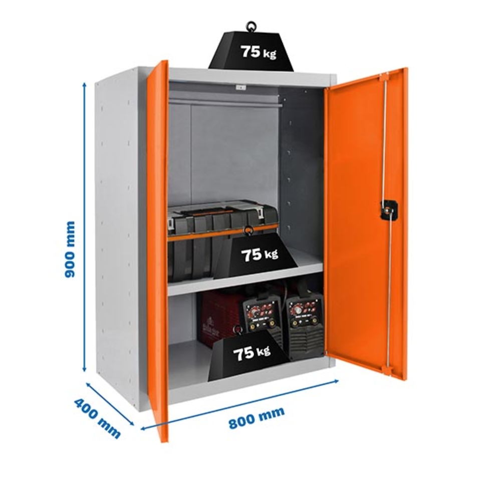 Vestiaire métallique monté 900x800x400 - 1 niveau Gris/Orange - SIMON RACK - 8425437079399