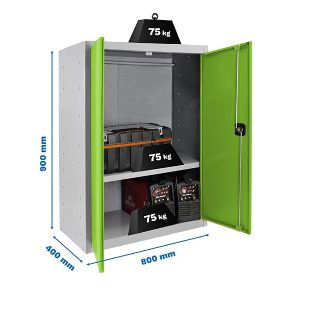 Vestiaire métallique 900x800x400 - 1 niveau Gris/Vert - SIMON RACK - 8425437079450