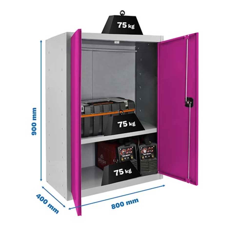 Vestiaire métallique monté 900x800x400 - 1 niveau Gris/Rose - SIMON RACK - 8425437079474