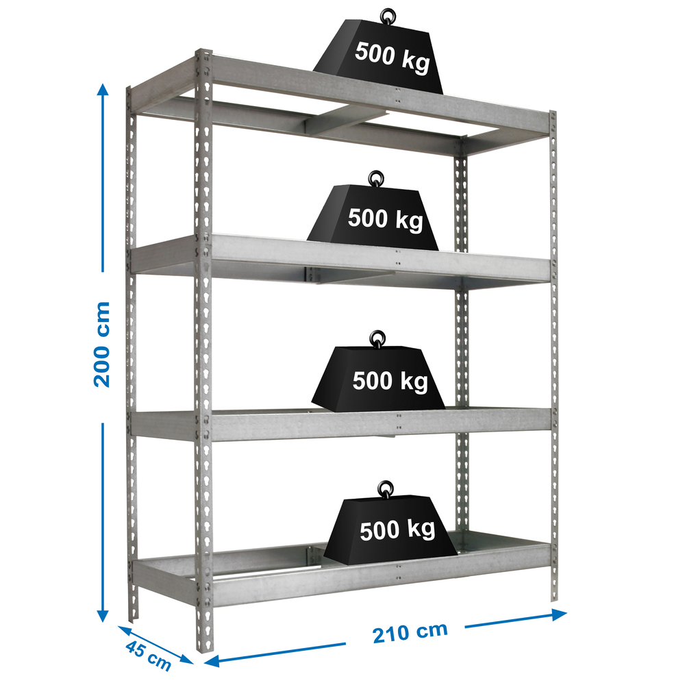 Étagère charge moyenne 500 à 600kg - 2000x2100x900 - 4 niveaux Galvanisé - SIMON RACK - 8425437081231