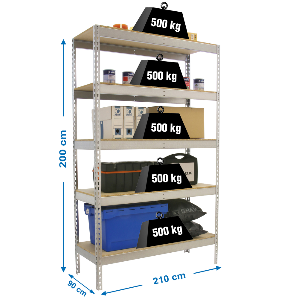 Étagère charge moyenne 500 à 600kg - 2000x2100x900 - 5 niveaux Bois - SIMON RACK - 8425437081699