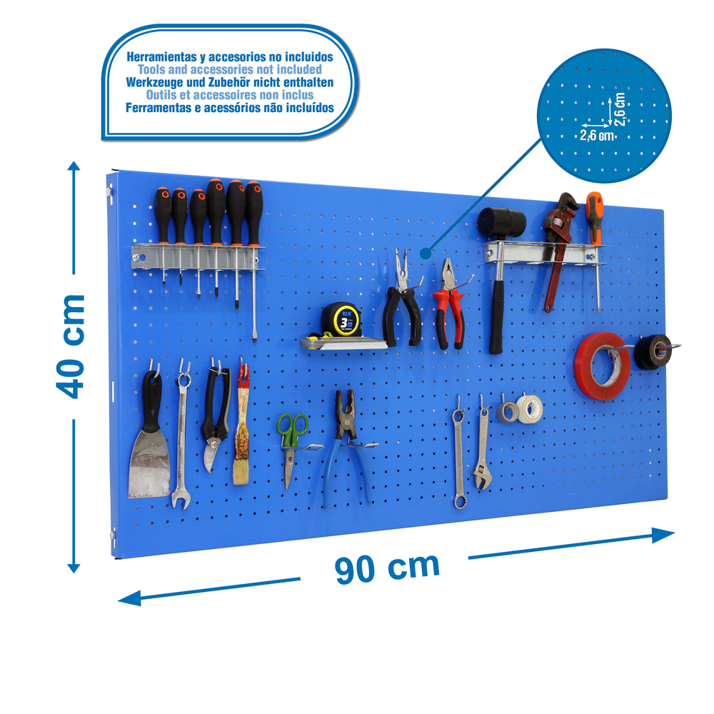 Panneau perforé pour rangement  - 400x900x35 -  Bleu - SIMON RACK - 8425437082177