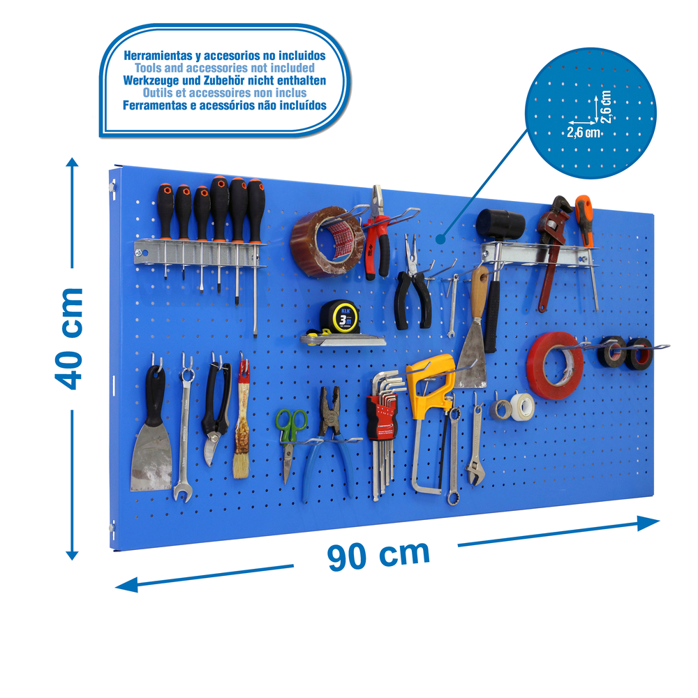 Panneau perforé pour rangement  - 400x900x35 -  Bleu - SIMON RACK - 8425437082184