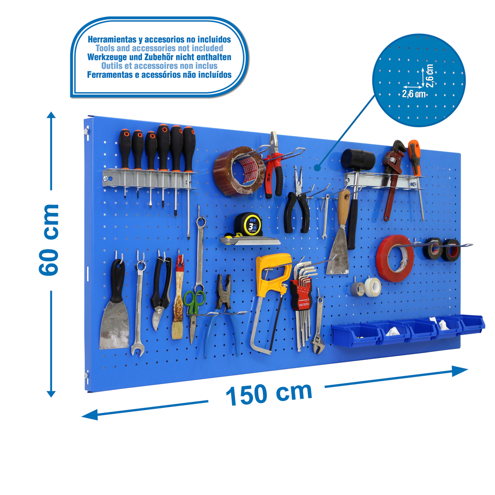 Kit établi mobile Bricolage - 600x1500x35 - 1 niveau Bleu - SIMON RACK - 8425437082306