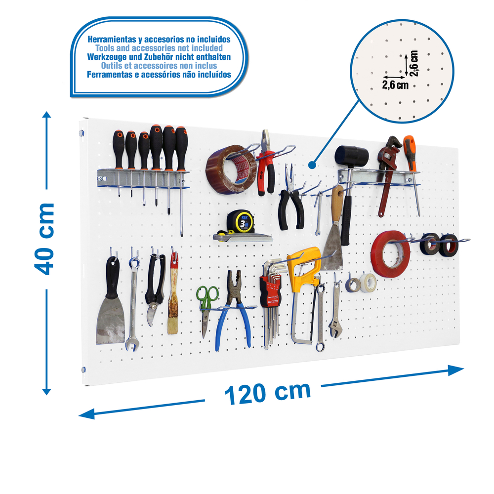Kit établi mobile Bricolage - 400x1200x35 - 1 niveau Blanc - SIMON RACK - 8425437082504