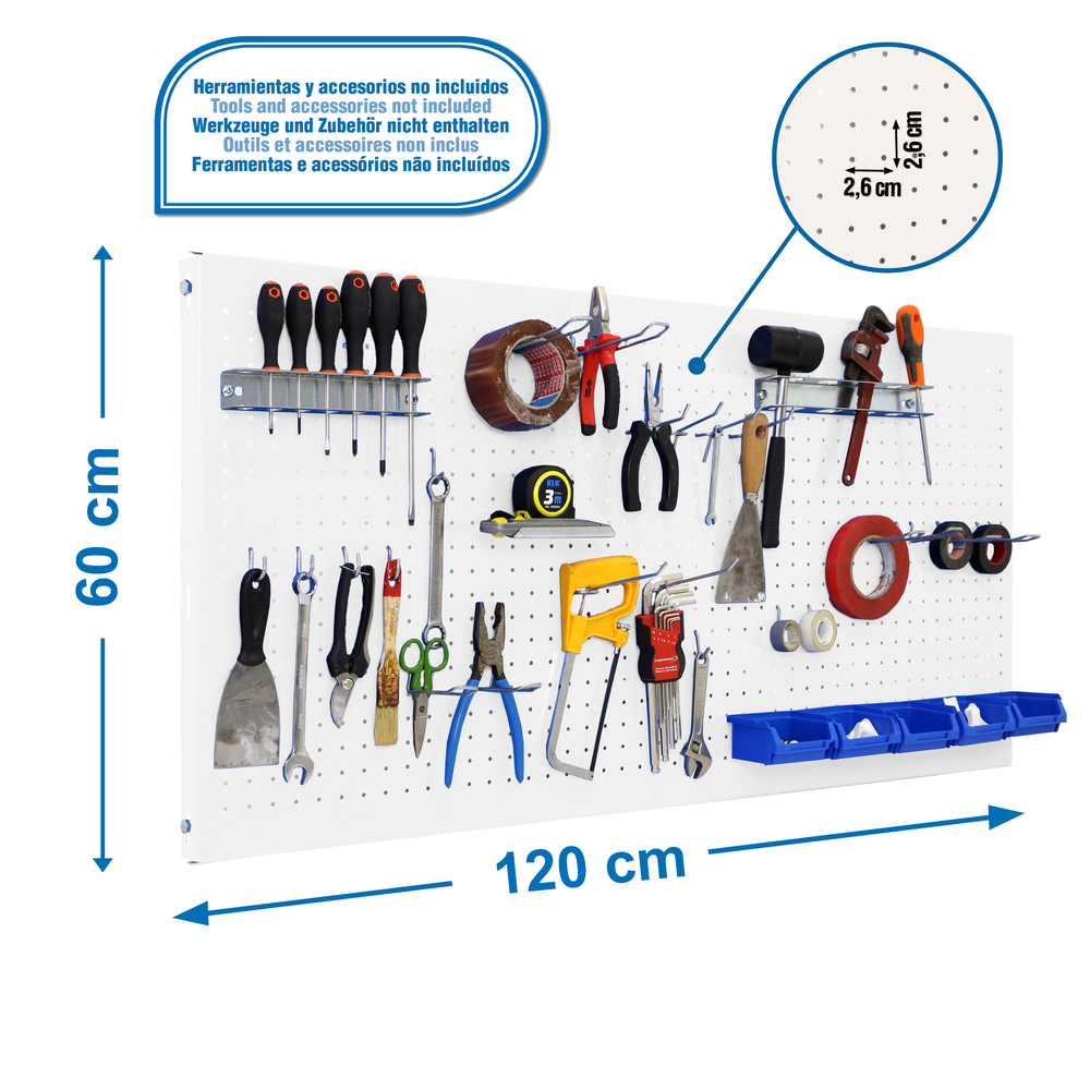 Kit établi mobile Bricolage - 600x1200x35 - 1 niveau Blanc - SIMON RACK - 8425437082535