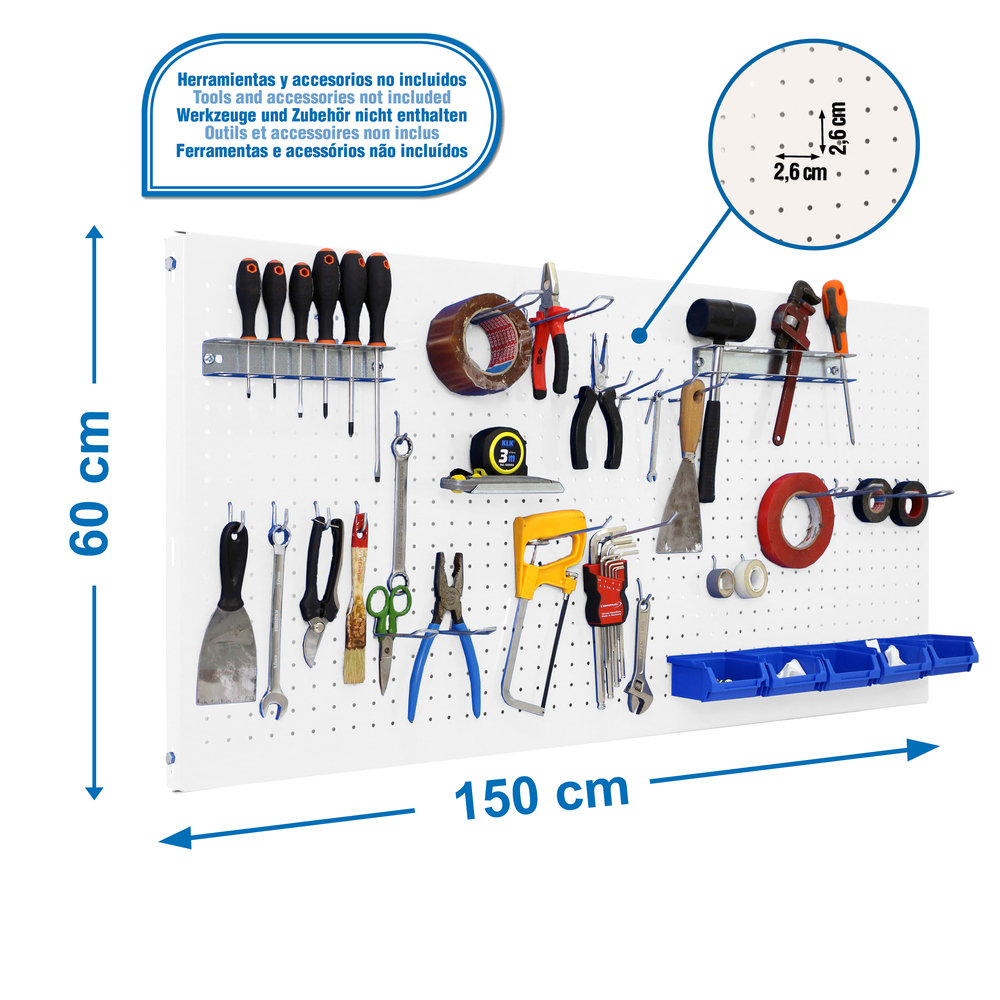 Kit établi mobile Bricolage - 600x1500x35 - 1 niveau Blanc - SIMON RACK - 8425437082580