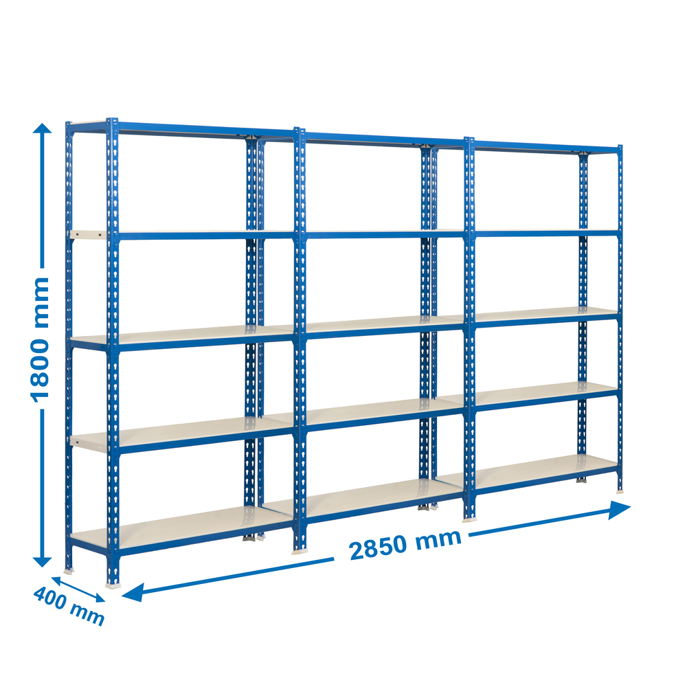Rayonnage métallique léger sans vis 2000x1000x400 - 15 niveaux Bleu/Blanc - SIMON RACK - 8425437088575
