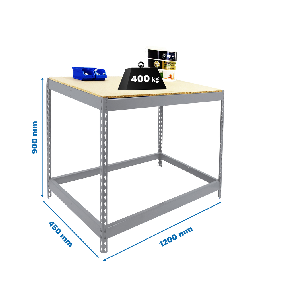 Kit établi Basic - 900x1200x450 - 1 niveau Bois - SIMON RACK - 8425437093760