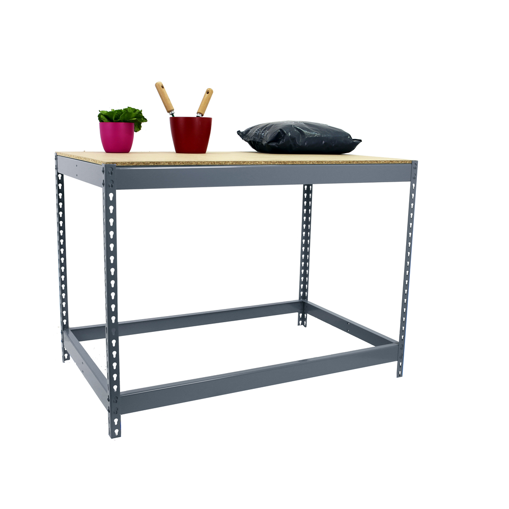 Kit établi Basic - 900x1800x450 - 1 niveau Gris/Bois - SIMON RACK - 8425437093807