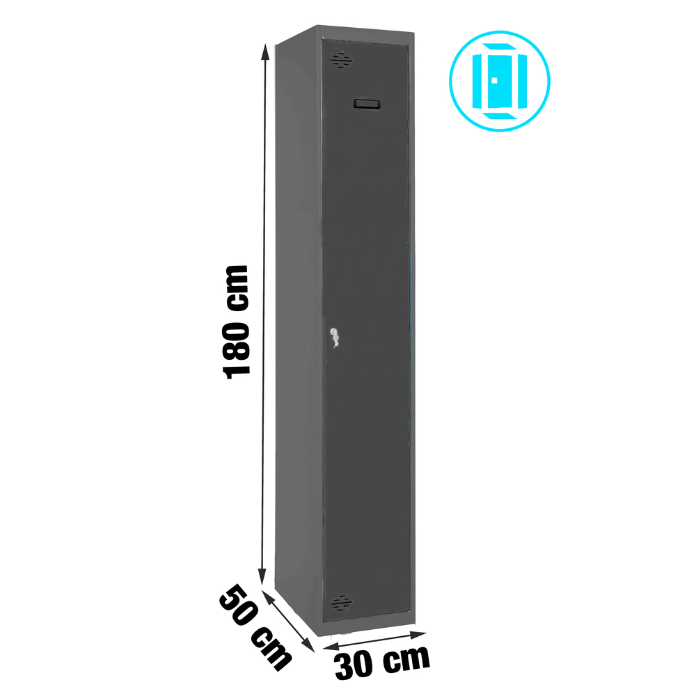 Vestiaire métallique 1800x300x500 - 1 niveau Anthracite - SIMON RACK - 8425437105036