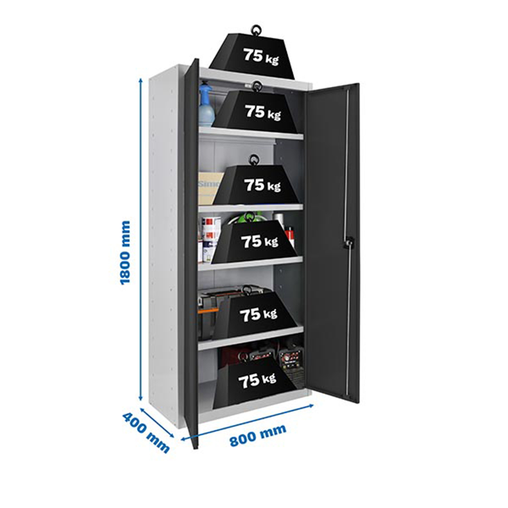 Vestiaire métallique monté 1800x800x400 - 4 niveaux Gris/Anthracite - SIMON RACK - 8425437107283