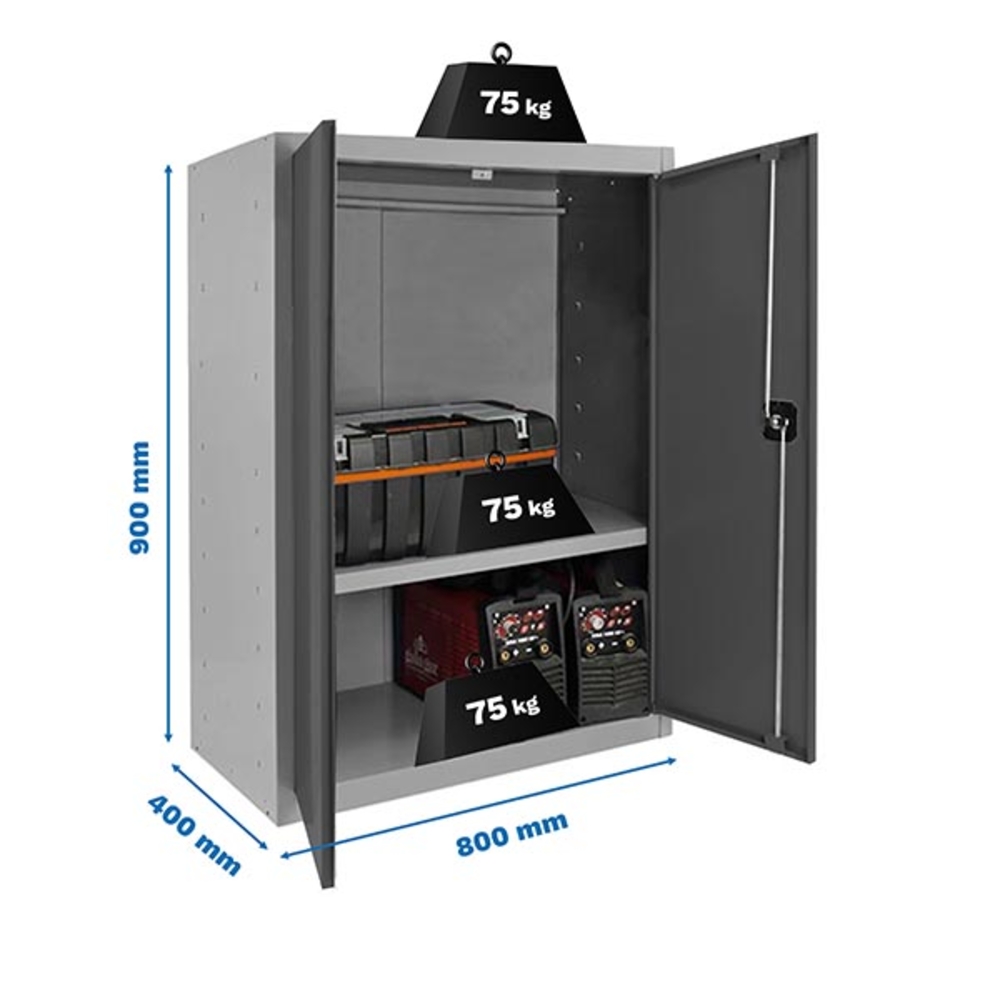 Vestiaire métallique monté 900x800x400 - 1 niveau Gris/Anthracite - SIMON RACK - 8425437107306