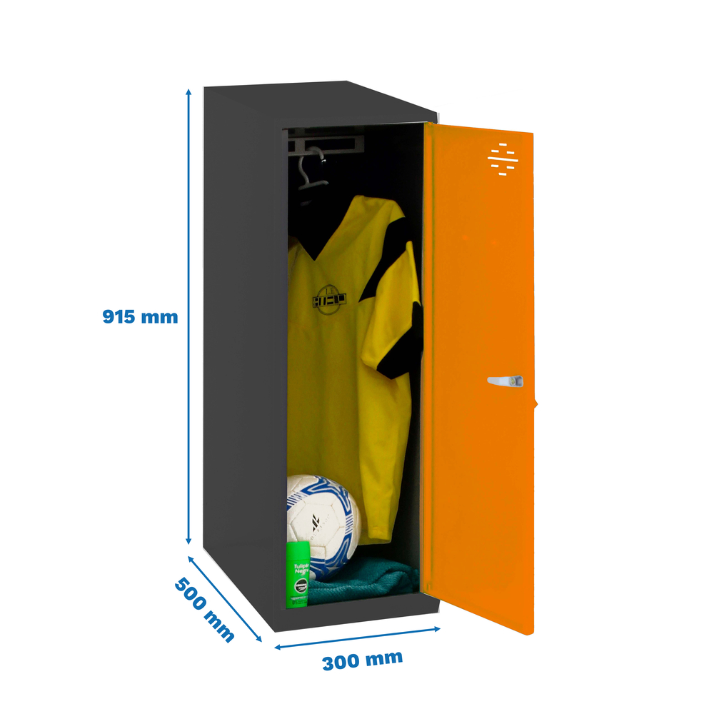 Vestiaire métallique monté 915x300x500 - Anthracite/Orange - SIMON RACK - 8425437116988