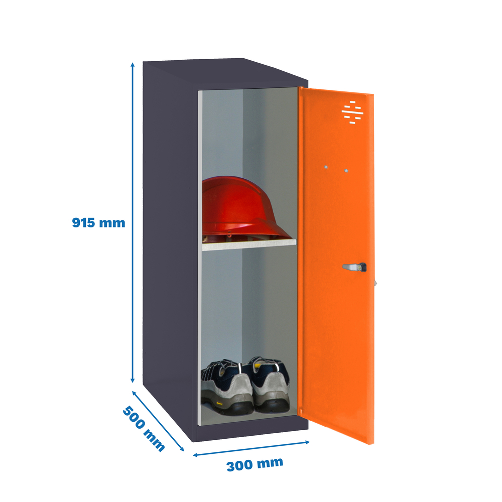 Vestiaire métallique monté 915x300x500 - Anthracite/Orange - SIMON RACK - 8425437117190