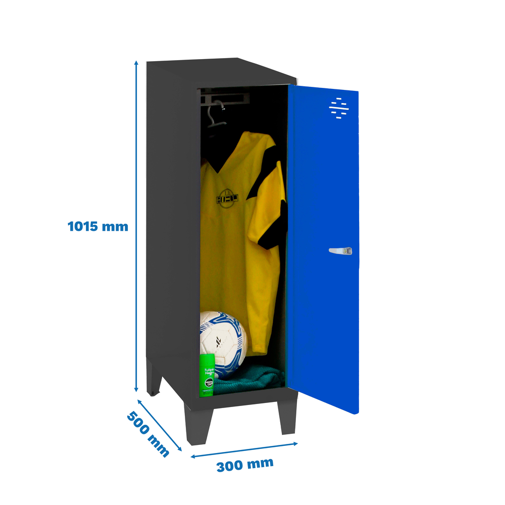 Vestiaire métallique monté 1015x300x500 - Anthracite/Bleu - SIMON RACK - 8425437120091