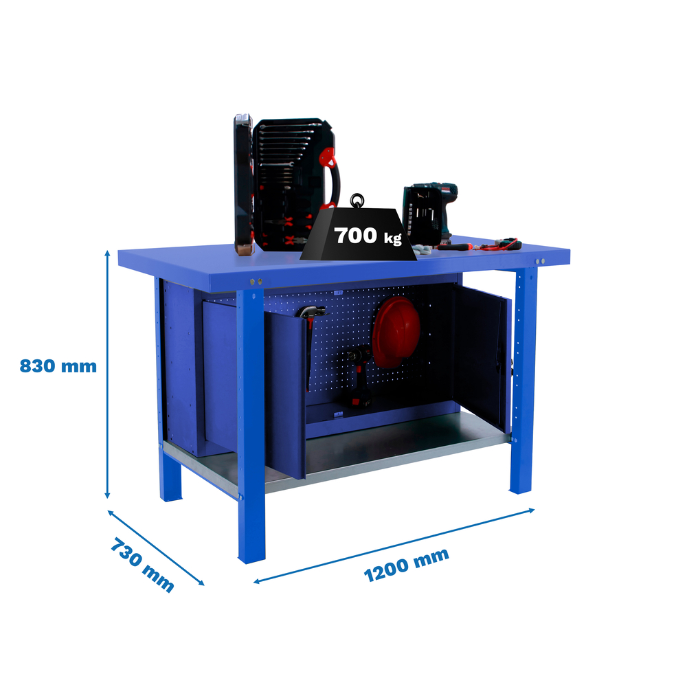 Kit établi mobile Bricolage - 830x1200x730 - 1 niveau Bleu - SIMON RACK - 8425437124938