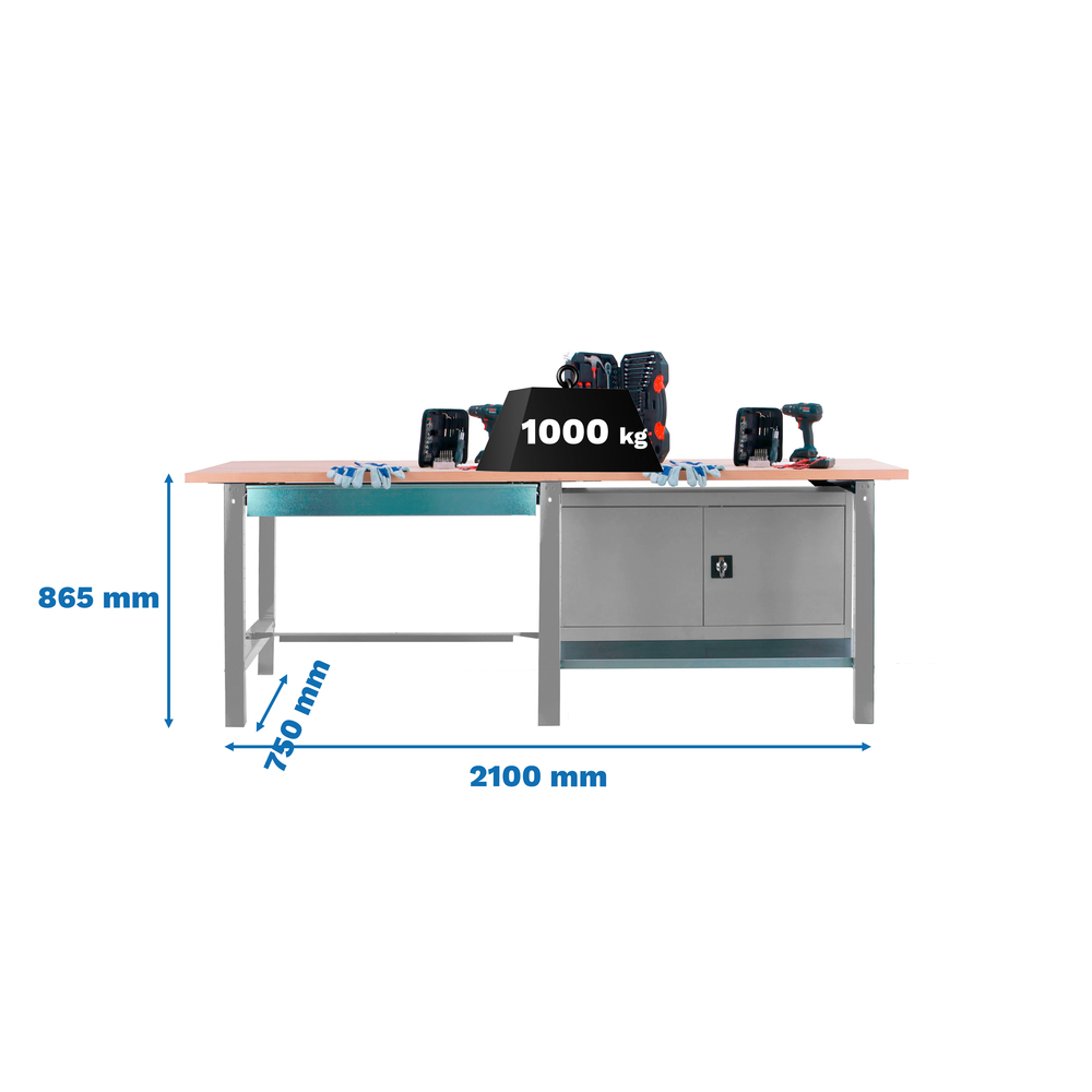 Kit établi Bricolage - 865x2100x750 - 1 niveau Gris - SIMON RACK - 8425437125300