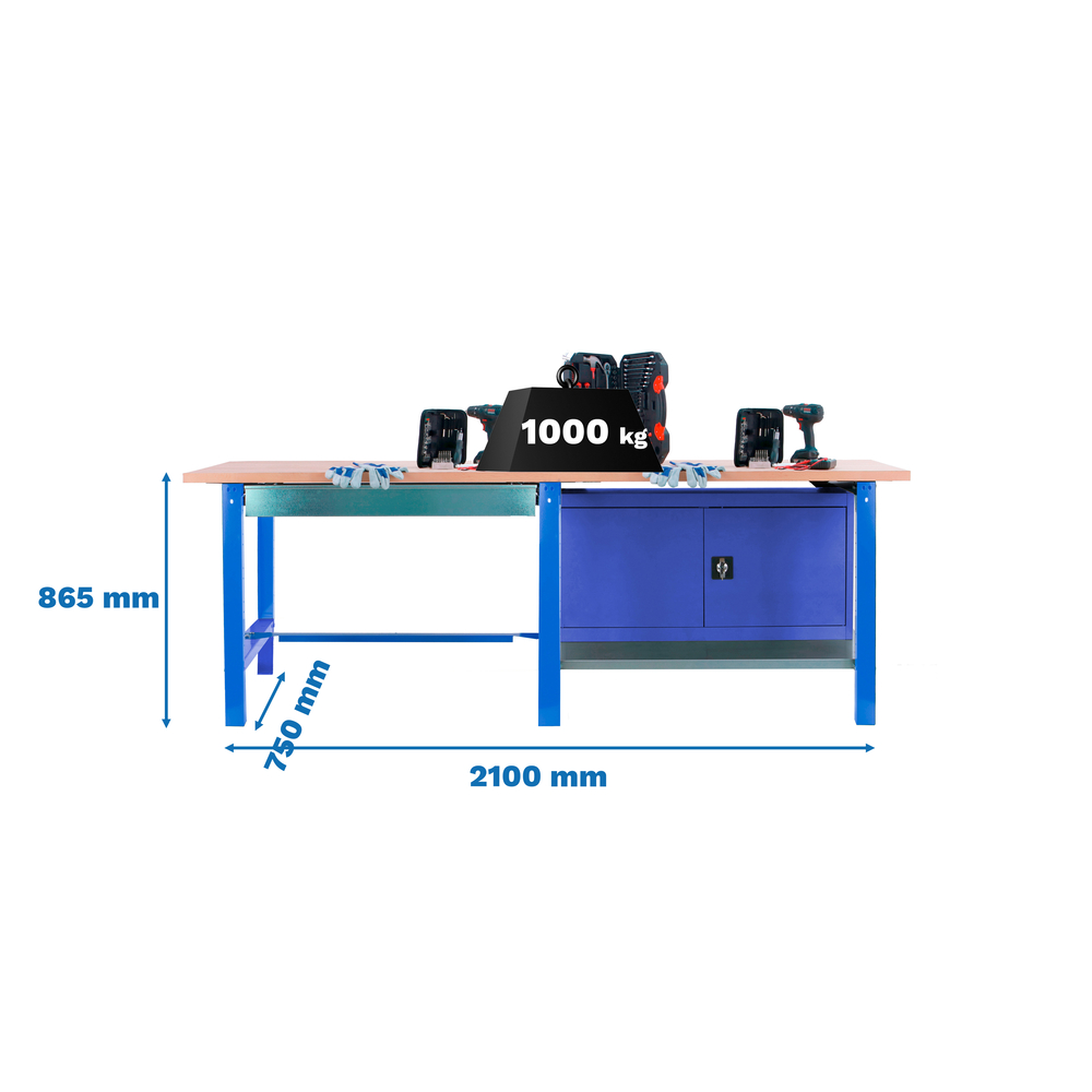 Kit établi Bricolage - 865x2100x750 - 1 niveau Bleu - SIMON RACK - 8425437125317