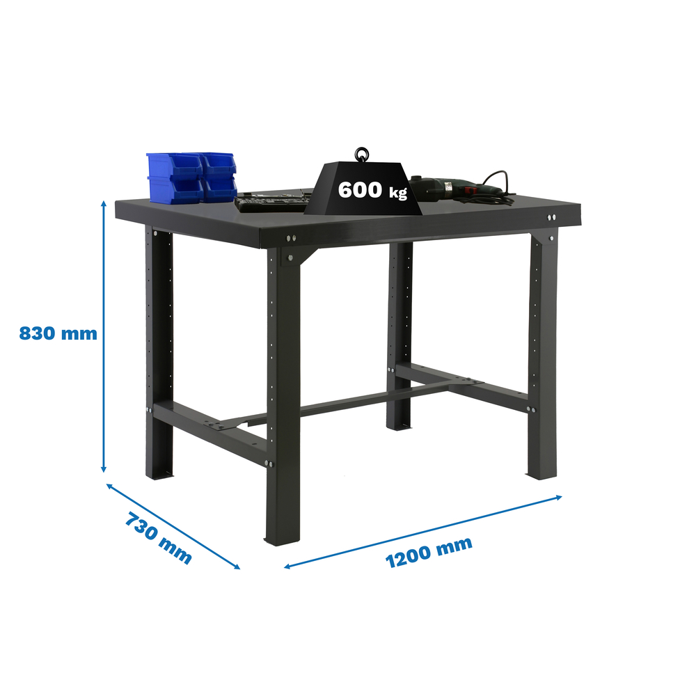 Kit établi Bricolage - 830x1200x730 - 1 niveau Anthracite - SIMON RACK - 8425437125980