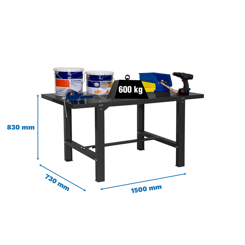 Kit établi Bricolage - 830x1500x730 - 1 niveau Anthracite - SIMON RACK - 8425437125997