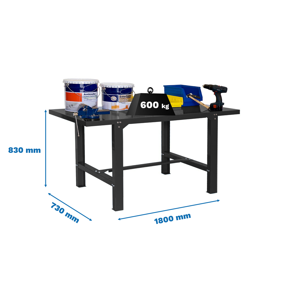 Kit établi mobile Bricolage - 830x1800x730 - 1 niveau Anthracite - SIMON RACK - 8425437126000