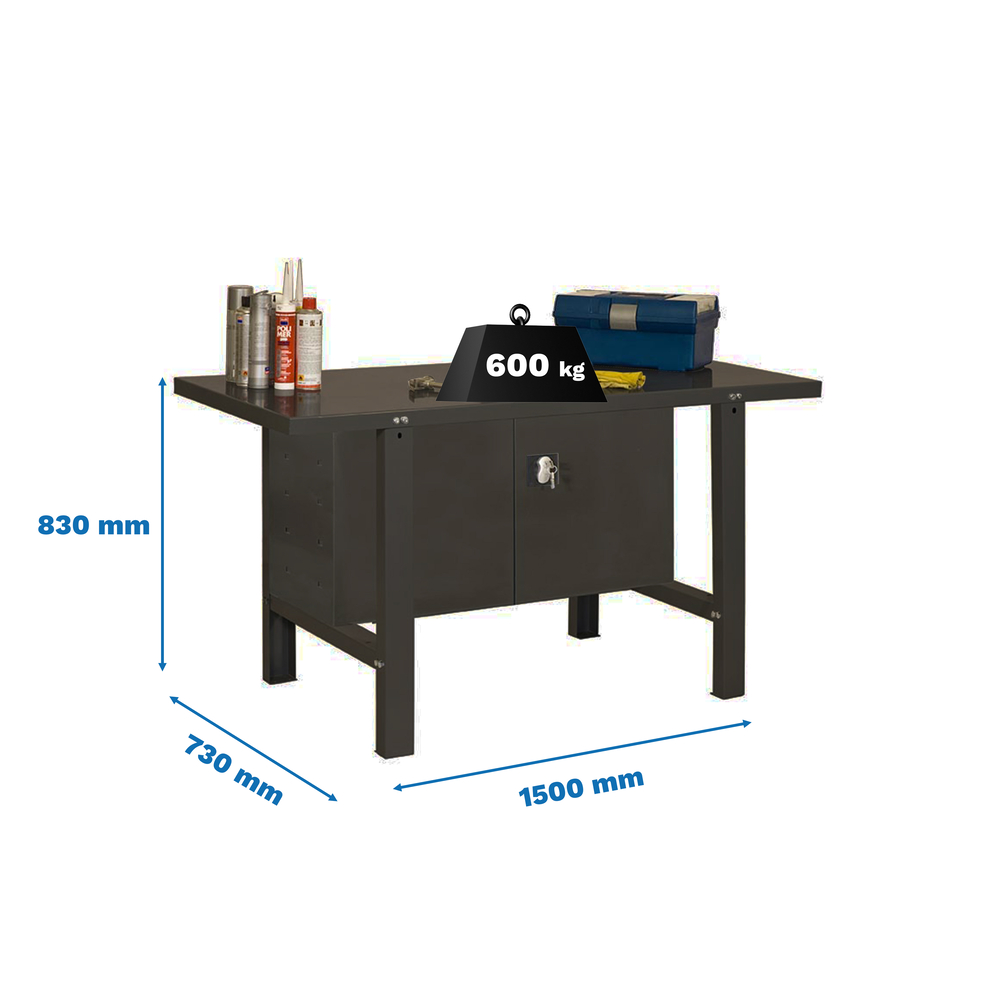 Kit établi mobile Bricolage - 830x1500x730 - 1 niveau Anthracite - SIMON RACK - 8425437126147