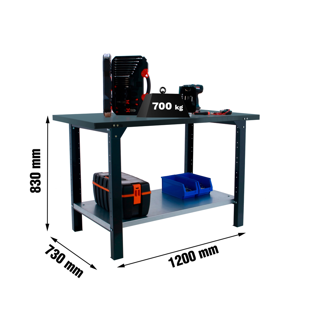 Kit établi Bricolage - 830x1200x730 - 1 niveau Anthracite - SIMON RACK - 8425437126161
