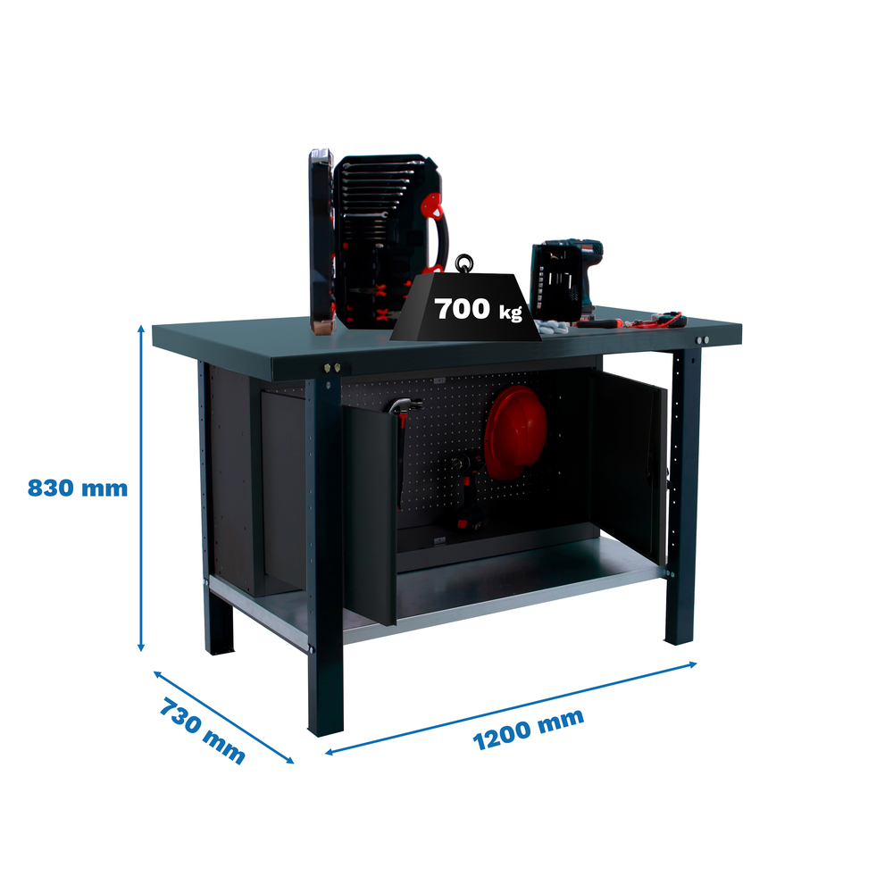 Kit établi mobile Bricolage - 830x1200x730 - 1 niveau Anthracite - SIMON RACK - 8425437126253