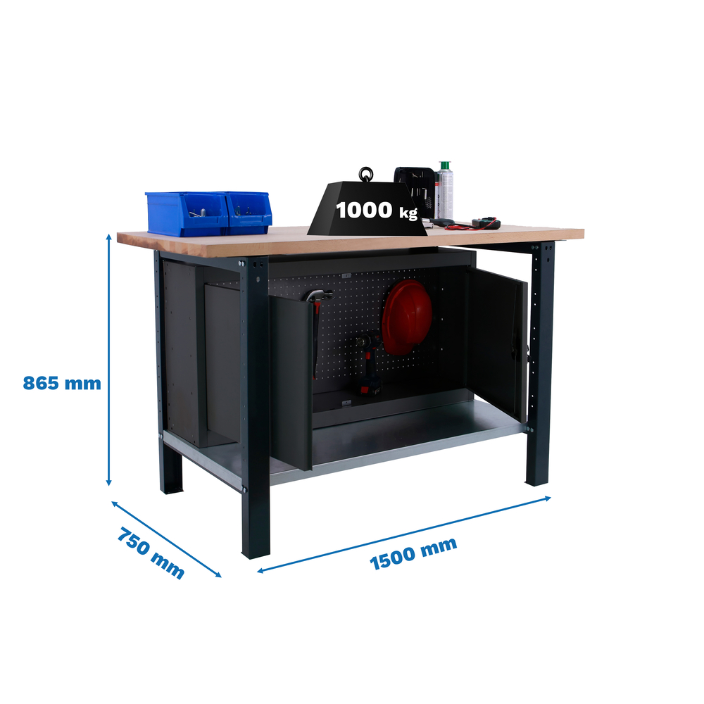Kit établi mobile Bricolage - 865x1500x750 - 1 niveau Anthracite - SIMON RACK - 8425437126383