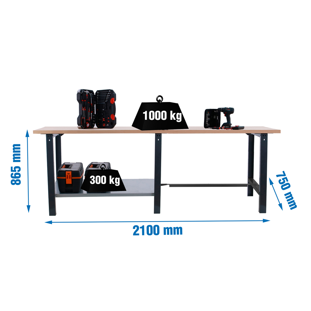 Kit établi Bricolage - 865x2100x750 - 1 niveau Anthracite - SIMON RACK - 8425437126406