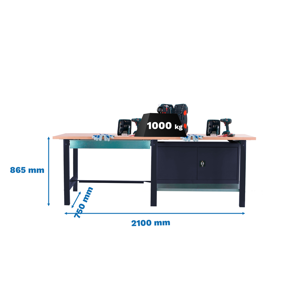 Kit établi Bricolage - 865x2100x750 - 1 niveau Anthracite - SIMON RACK - 8425437126444