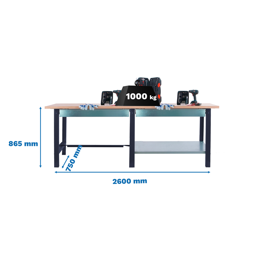 Kit établi Bricolage - 865x2600x750 - 1 niveau Anthracite - SIMON RACK - 8425437126499