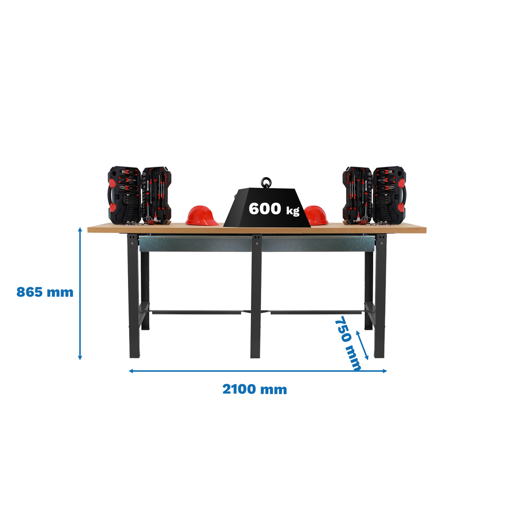 Kit établi Bricolage - 865x2100x750 - 1 niveau Anthracite/Bois - SIMON RACK - 8425437126789