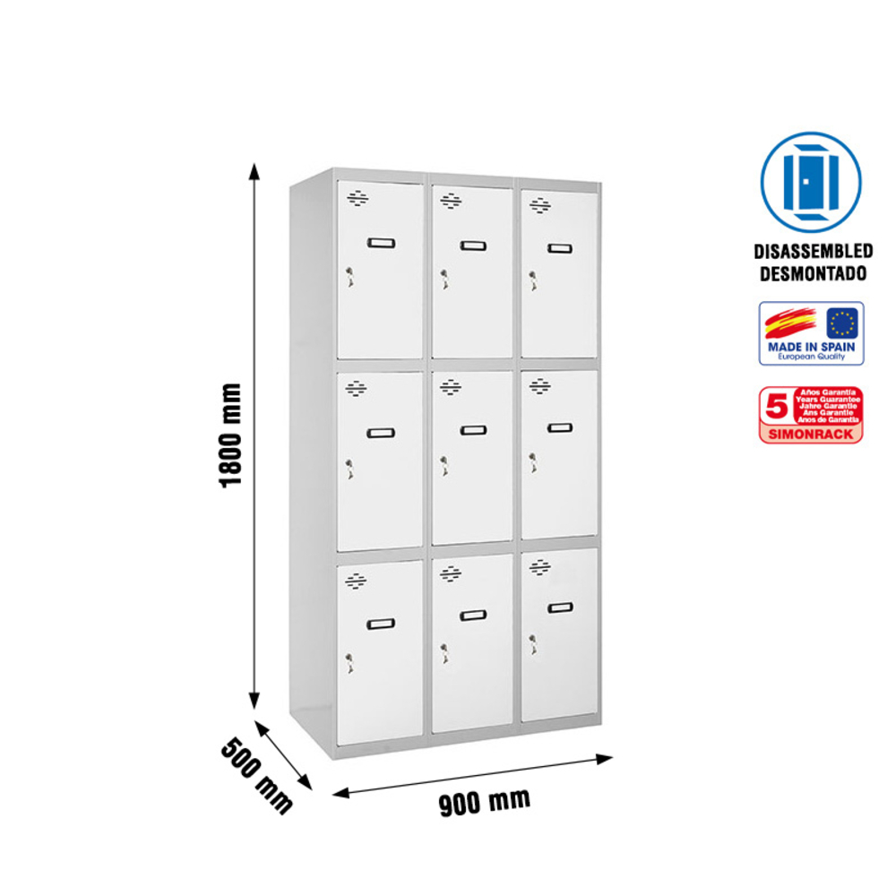 Vestiaire métallique 1800x900x500 - Gris/Bleu - SIMON RACK - 8425437130816