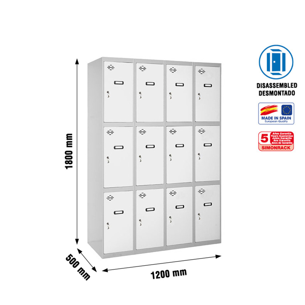 Vestiaire métallique 1800x1200x500 - Gris - SIMON RACK - 8425437130823