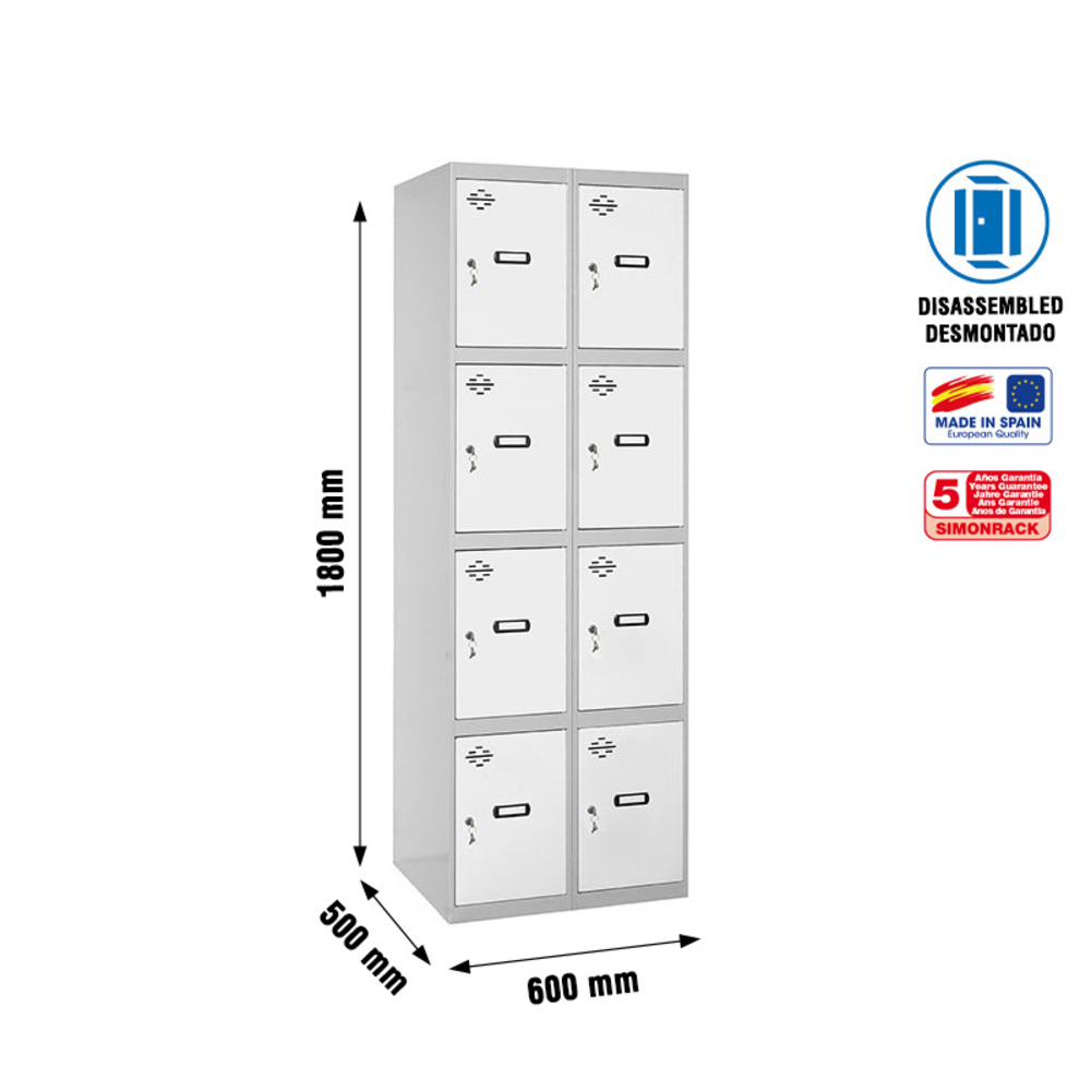 Vestiaire métallique 1800x600x500 - Gris/Bleu - SIMON RACK - 8425437130830