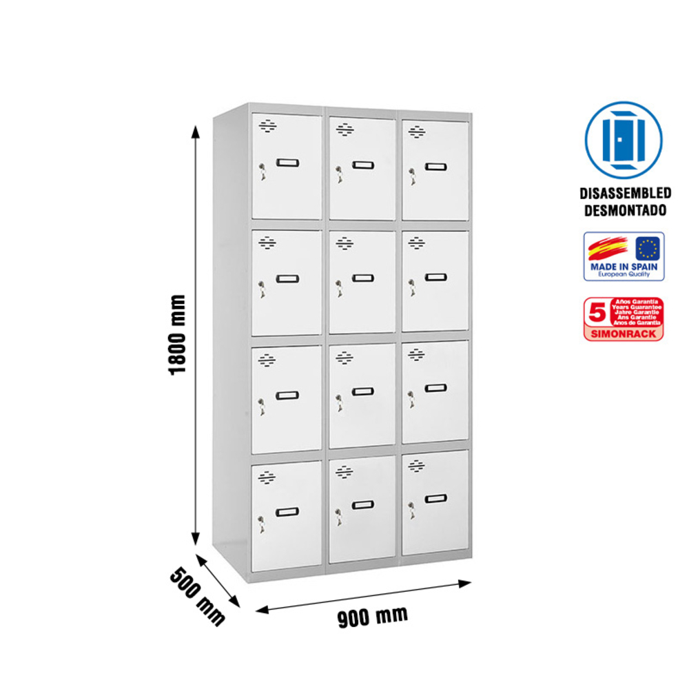 Vestiaire métallique 1800x900x500 - Gris/Bleu - SIMON RACK - 8425437130847